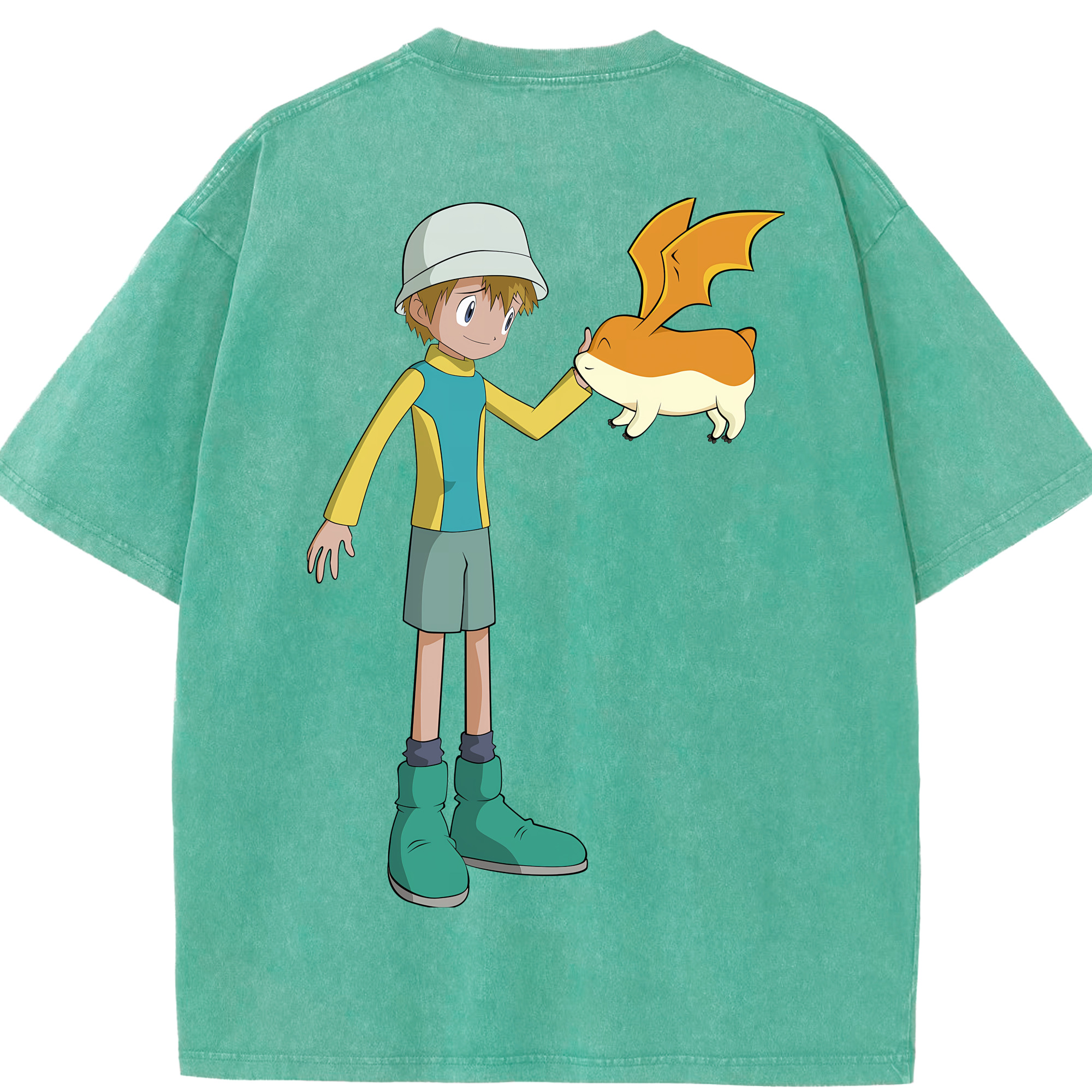 （画像用） Digimon デジタルモンスター/デジモン 綿100% ヴィンテージ風 半袖Tシャツ（背面プリント）
